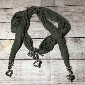 Bossani Scarf Sage Green 78" Hearts